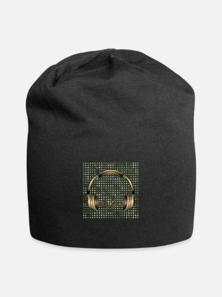 Kopfhörer - Jersey-Beanie - Schwarz