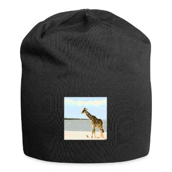 Giraffe am Strand - Jersey-Beanie - Schwarz - Vorne