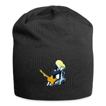 Typ mit Gitarre - Jersey-Beanie - Schwarz - Vorne