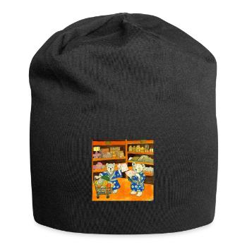 Teddy bears shopping for groceries in Japan ukiyo - Jersey Beanie - black - Front
