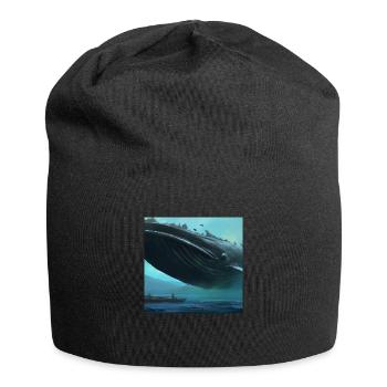 Whale floating in the sky - Jersey Beanie - black - Front