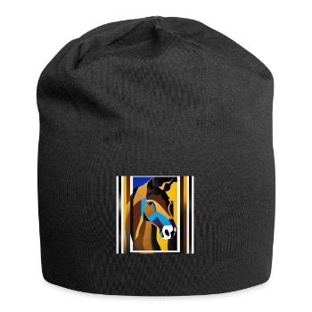 Pop Art Cheval - Bonnet en jersey - noir - Devant