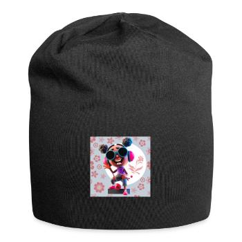 LUSTIGE MUSIK ILLUSTRATION MÄDCHEN 12 - Jersey-Beanie - Schwarz - Vorne