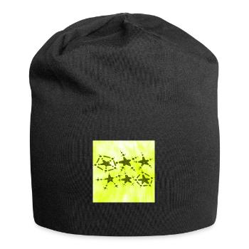 6 STERNE LÄCHELN GELB - Jersey-Beanie - Schwarz - Vorne