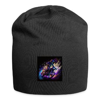 cool motocrosser in black light style - Jersey Beanie - black - Front