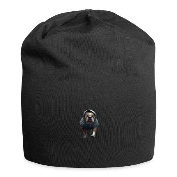 Chien avec sweat à capuche - Bonnet en jersey - noir - Devant