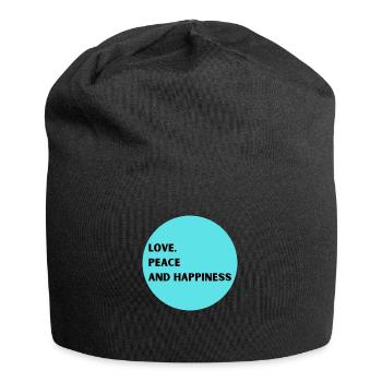Love, Peace and Happiness - Jersey-Beanie - Schwarz - Vorne