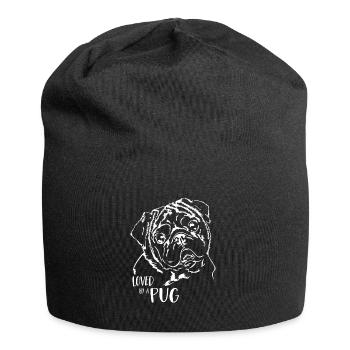 Loved by a Pug Dog Pug Dog Saying Wilsigns - Jersey Beanie - black - Front