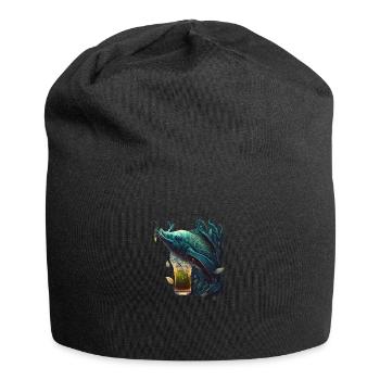 Cool pike with beer motif for anglers - Jersey Beanie - black - Front