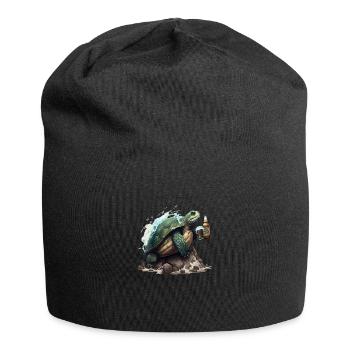 Meeres Schildköte surfe avec de la bière. Motif cool - Bonnet en jersey - noir - Devant