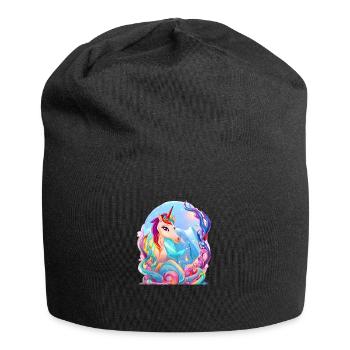 Unicorn Fabeltier Mädchen Einhorn Einhörner - Jersey-Beanie - Schwarz - Vorne