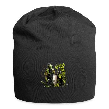 Cooler Hobbybrauer, der lustige Schimpanse - Jersey-Beanie - Schwarz - Vorne