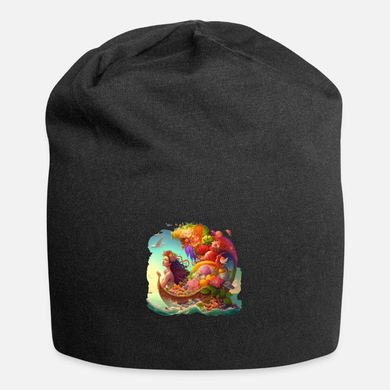 Mermaid in the fruit boat gift - Jersey Beanie - black