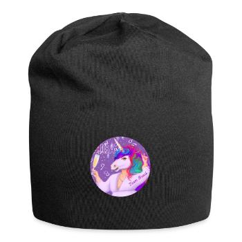 JGA Einhorn mit Sektglas - Team Braut - Jersey-Beanie - Schwarz - Vorne