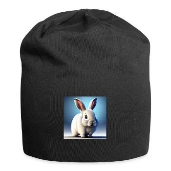 Lapin blanc - Bonnet en jersey - noir - Devant