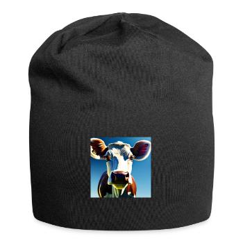 Braune und weiße Kuh - Jersey-Beanie - Schwarz - Vorne