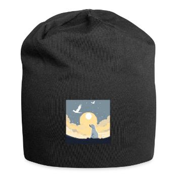 Hund im Himmel - Vierbeiner verlässt die Welt - Jersey-Beanie - Schwarz - Vorne