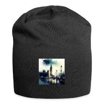 London Landschaft Big Ben Aquarell - Jersey-Beanie - Schwarz - Vorne