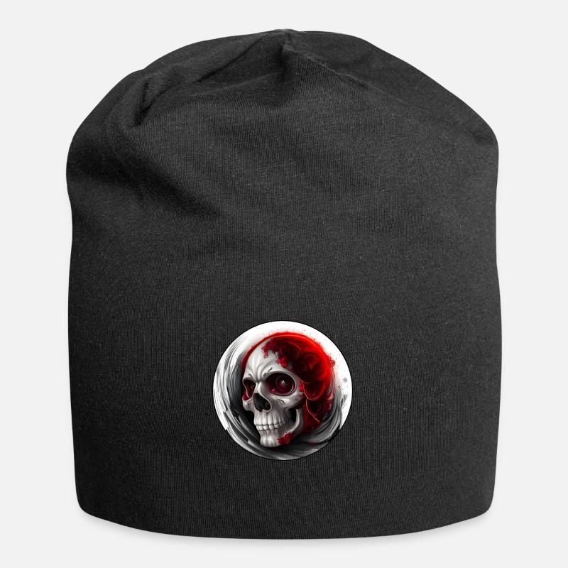 Darkside Design - Schädel Kunst 4 - Jersey-Beanie - Schwarz