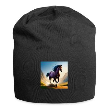 Galloping horse in sand - Jersey Beanie - black - Front