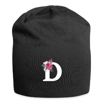 Lettre d floral - Bonnet en jersey - noir - Devant