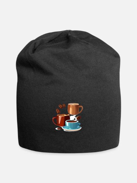 Kaffee Coffee Tasse Koffein Geschenk Kaffeebohne - Jersey-Beanie - Schwarz