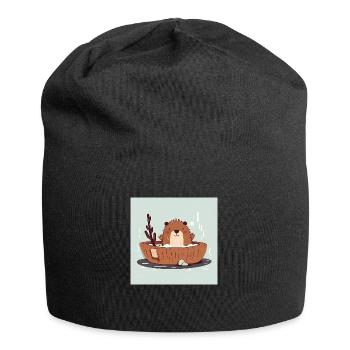 Cute beaver in the bathtub - Jersey Beanie - black - Front