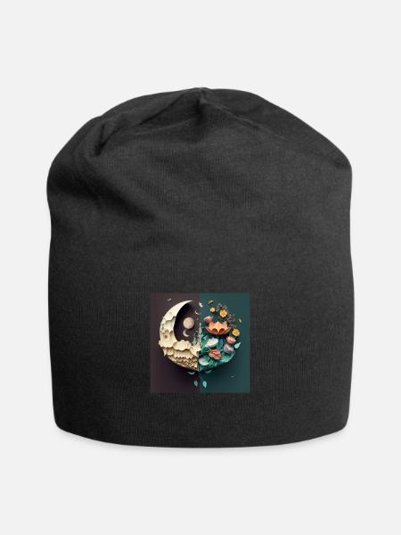 Blumen vom Mond auf die Erde, Geschenk, Geburtstag - Jersey-Beanie - Schwarz