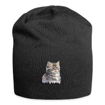 Aquarelle Chaton Chat Art Déco - Bonnet en jersey - noir - Devant