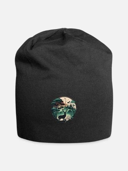 Forêt avec cerfs - Bonnet en jersey - noir