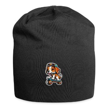 Sweet dog on a skateboard - Jersey Beanie - black - Front