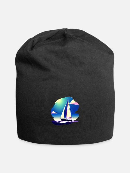 Segelboot Segler Segelschiff Segeln Segelsport - Jersey-Beanie - Schwarz