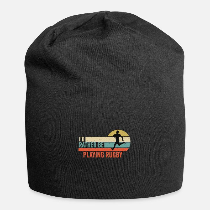 Rugby - I'd rather be playing rugby Gift Idea - Jersey Beanie - black