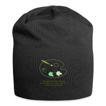 Grüne Blätter - Jersey-Beanie - Schwarz - Vorne