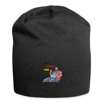 Dick, Deutsch, Stolz - lustige Trinksprüche - Jersey-Beanie - Schwarz - Vorne