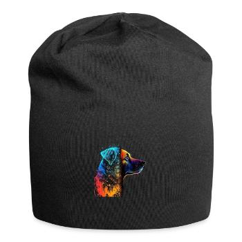 Hund im Farbrausch / Multicolor Hund - Jersey-Beanie - Schwarz - Vorne
