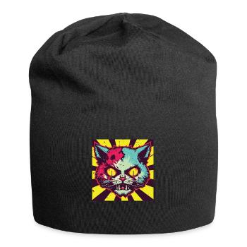 Horreur effrayante Chat zombie - Bonnet en jersey - noir - Devant