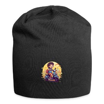 Youth on the Move - Boy with Scooter - Jersey Beanie - black - Front