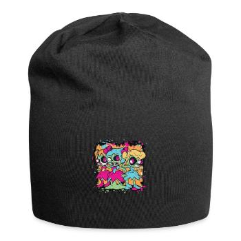 Retro-Stil 90er Jahre Cartoon Comic Held - Jersey-Beanie - Schwarz - Vorne