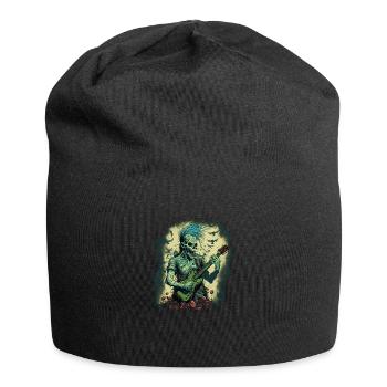 Zombie mit Rockgitarre - Jersey-Beanie - Schwarz - Vorne