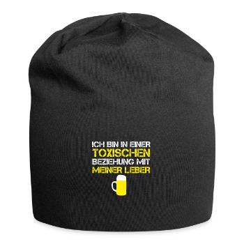 Lustiges TOXISCHE BEZIEHUNG MIT MEINER LEBER, Bier - Jersey-Beanie - Schwarz - Vorne