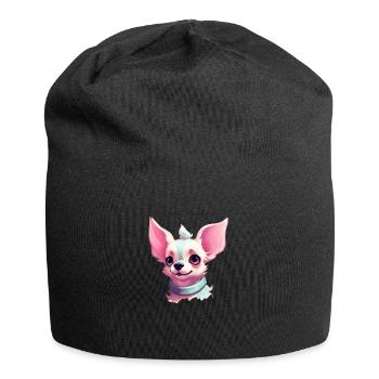 Süsser Chihuahua Kunst - Jersey-Beanie - Schwarz - Vorne