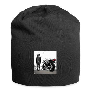 Motorcycle Pencil Drawing - Jersey Beanie - black - Front