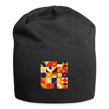 Farbfelder, Bund, Mode, stylisch - Jersey-Beanie - Schwarz - Vorne