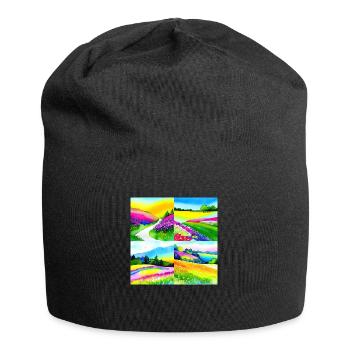Verzaubernde Wiesen - Nachhaltige Kollektion - Jersey-Beanie - Schwarz - Vorne