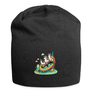 Les licornes au pays arc en ciel - Bonnet en jersey - noir - Devant