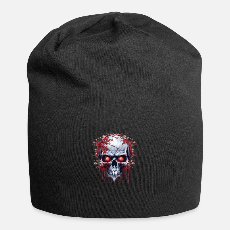 Dämonischer Totenkopf mit roten Augen - Jersey-Beanie - Schwarz