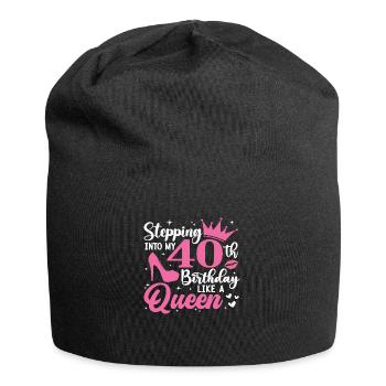 Stepping Into My 40th Birthday Like A Queen - Jersey-Beanie - Schwarz - Vorne