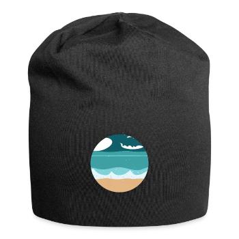 Plage avec Waves Illustration - Bonnet en jersey - noir - Devant