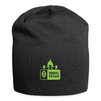 Veganer Stil mit Herz: Einzigartiges Design - Jersey-Beanie - Schwarz - Vorne